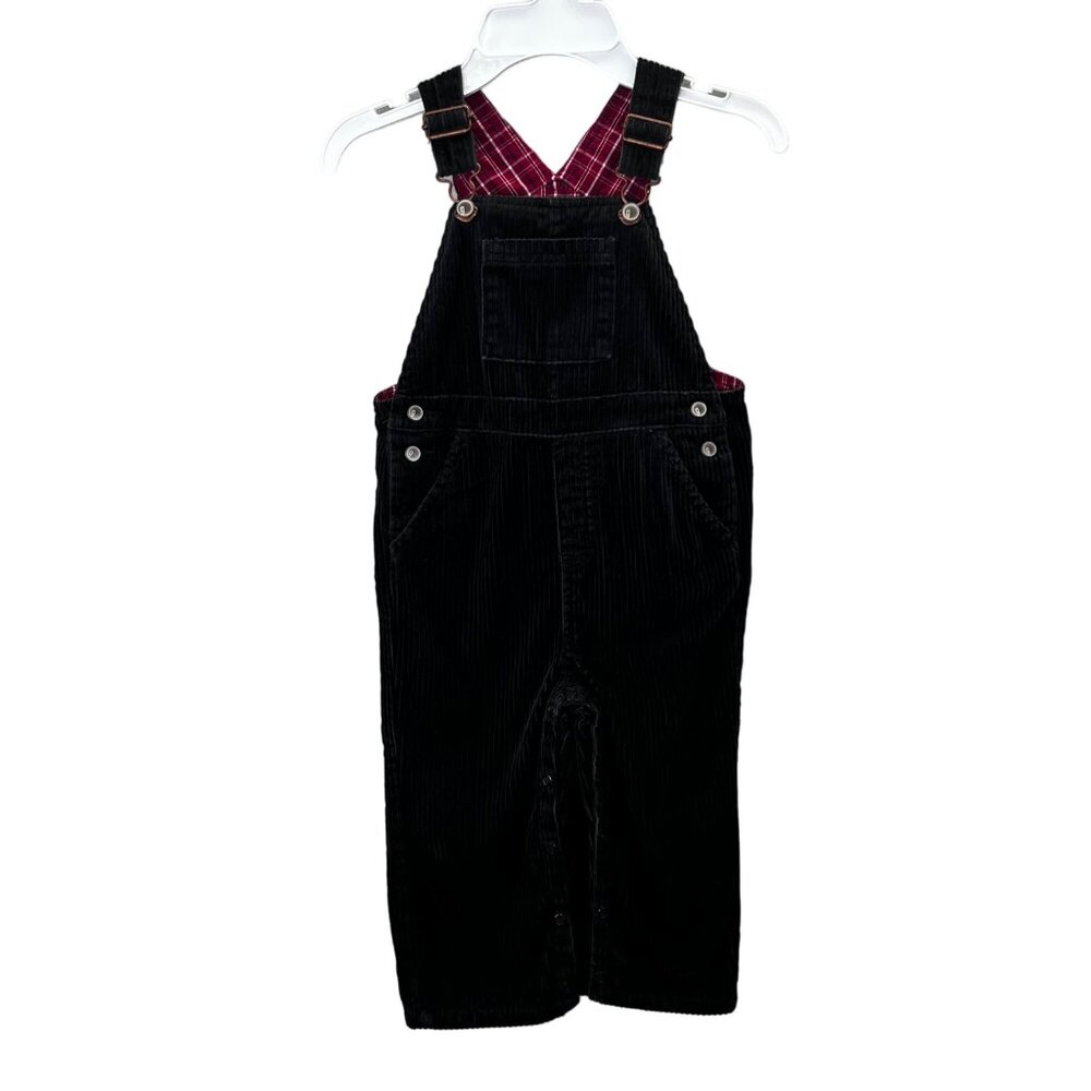 Gymboree Corduroy Overalls Black size 2T Boys Snap Legs Pockets Adjustable 2004
